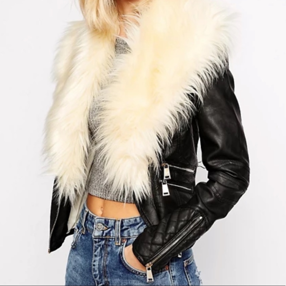 River Island Black Faux Leather Biker Jacket